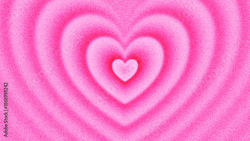 Dreamy pink heart tunnel with grain effect and gentle color gradient created from thousands of individual dots. Valentine’s Day concept with romance, sweetness and emotional warmth for greeting cards