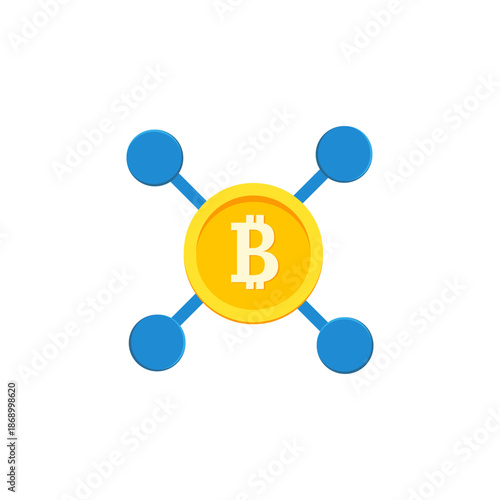 Bitcoin network and blockchain technology icon