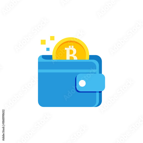 Illustration of storing cryptocurrency in a digital wallet. 