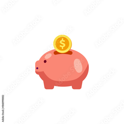 illustration of a piggy bank, a traditional container used for saving money. 