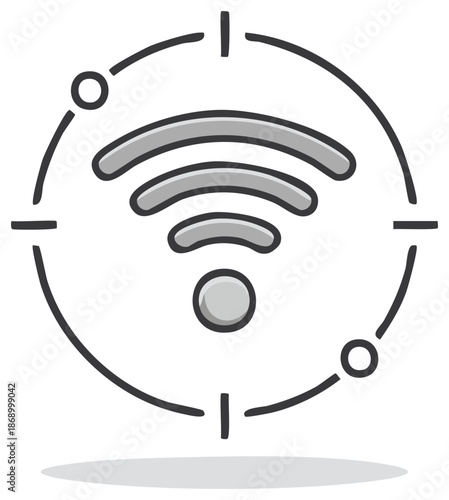 WiFi Signal Target Icon Symbol for Wireless Connectivity and Communication