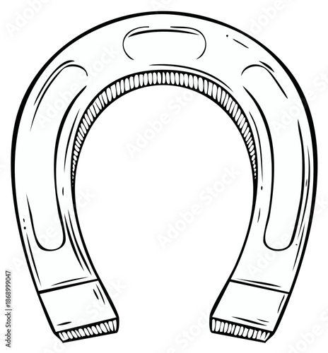 Traditional Lucky Horseshoe Hand Drawn Illustration Good Fortune Symbol Icon