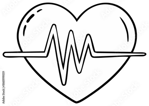 Heart and EKG Wave Medical Icon Simple Illustration