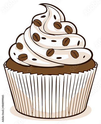 Chocolate cupcake with coffee bean topping