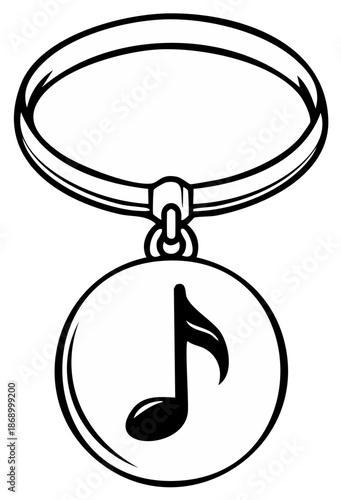 Necklace pendant with musical note symbol vector illustration