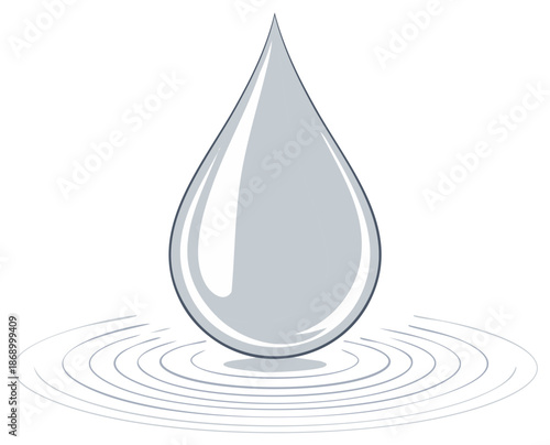 A single water droplet falling and creating concentric ripples on a liquid surface