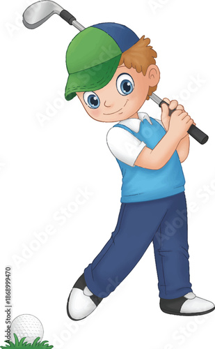 cartoon illustration of a golf player