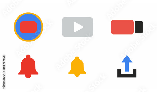 Google YouTube editorial icon collection with streaming and media symbols