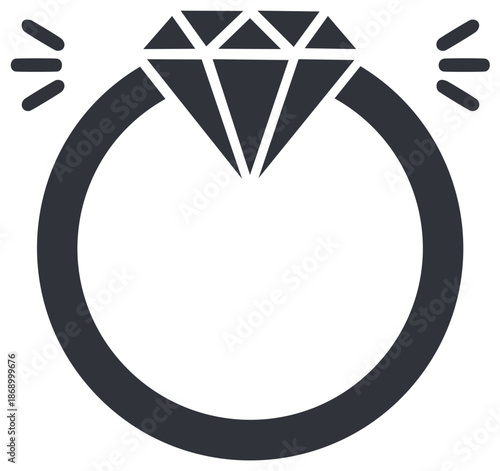 Diamond Ring Icon Sparkle Symbol Celebration Luxury Engagement Jewelry