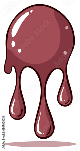 Dripping viscous liquid blob with glossy highlights and dark outline