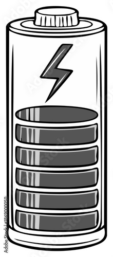 Illustrated Battery Charging Level Indicator Represented by Lightning Bolt Icon