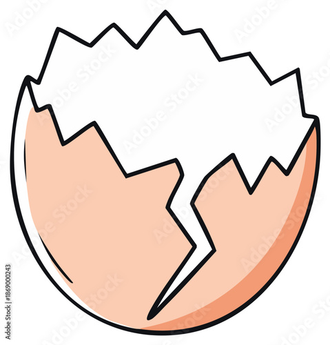 Cracked open empty eggshell illustration for birth new life and Easter concepts