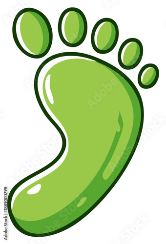 Green footstep illustration with dark outline for environmental concept