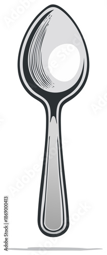 Simple metal spoon illustration with a classic oval bowl and handle