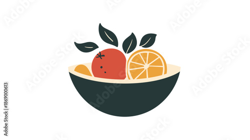 Bowl of Fresh Mixed Fruits Illustration.