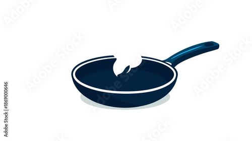 Blue Frying Pan with White Flame.