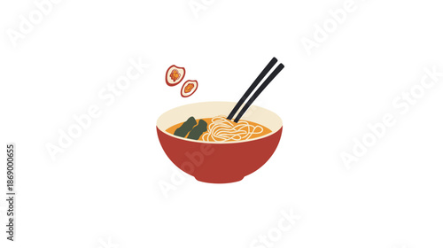Bowl of Ramen Noodle Soup with Chopsticks 1.