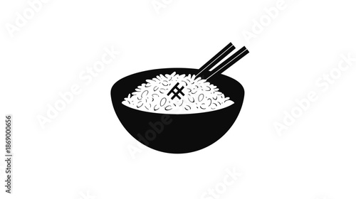 Bowl of Rice with Chopsticks Inside.