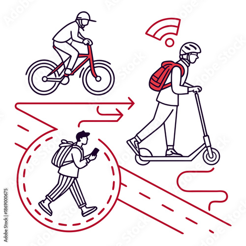 Urban Micro Mobility Outline Icon for Sustainable City Transportation
