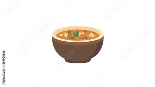 Bowl of Soup with Garnish Inside.