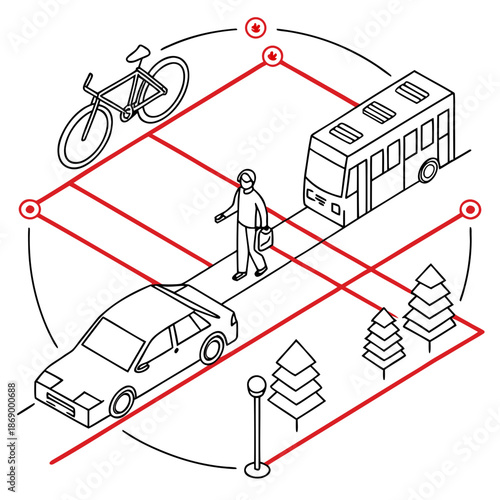 Urban Mobility Data Line Icon for Smart City Traffic Management