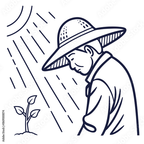 Weather Forecast Agriculture Line Icon Vector. Smart Farming & Crop Management.