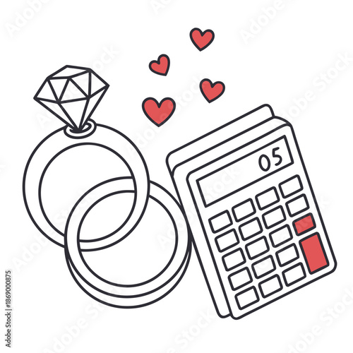 Minimal Wedding Budget Tracker Icon Vector. Event Planning & Financial Control.