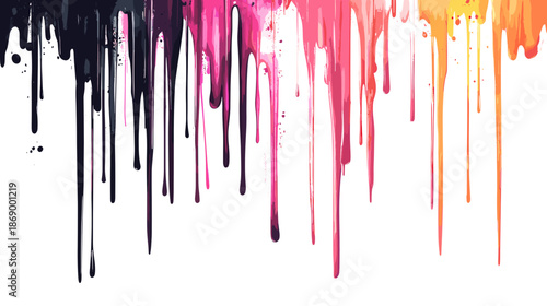 Colorful Paint Dripping Down on White 2.