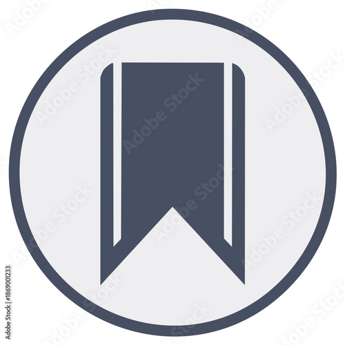Bookmark Icon in Circle, Ribbon Style, Save for Later, Tag Concept
