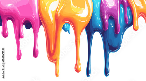 Colorful Paint Drips on White Surface.