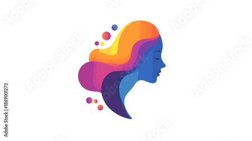 Colorful Silhouette of a Womans Head.
