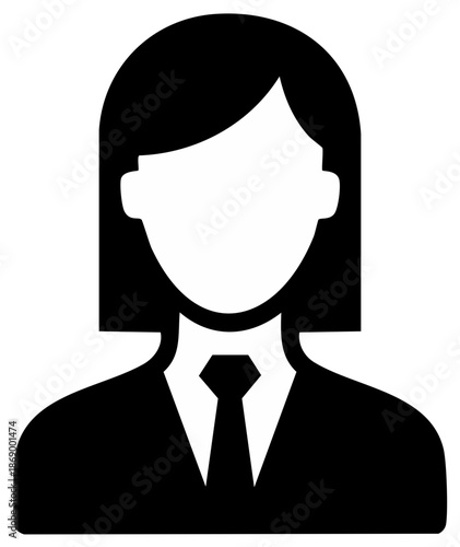 Professional Business Person Icon Silhouette Representing a Woman in a Suit and Tie