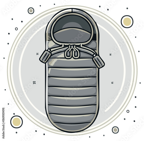 Cozy sleeping bag with zipper detail top view for outdoor adventures and camping comfort