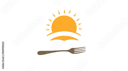Fork and Sun Logo Design Element.