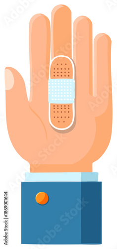 Hand with Bandage on Finger Applying First Aid for Minor Injury or Cut