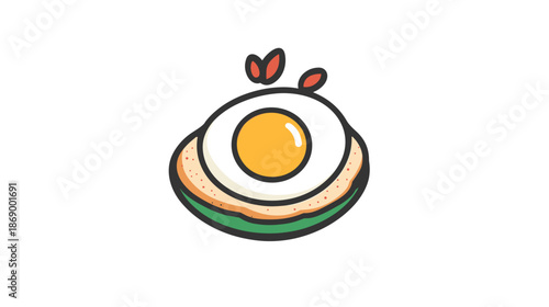 Fried Egg with Heart Shaped Steam.