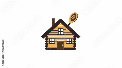 Log Cabin House Illustration with Coin.