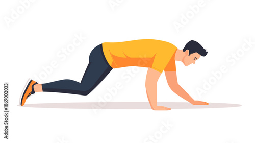 Man Doing Push Up Exercise Illustration.