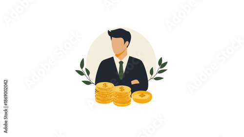 Man in Suit with Gold Coins.