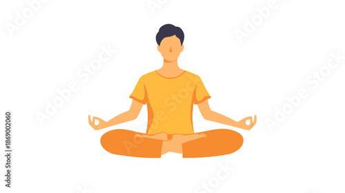 Man Sitting in Lotus Position Meditating.