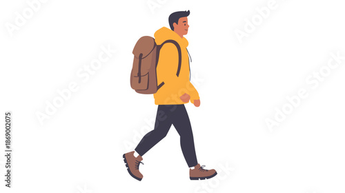 Man Walking with Backpack Illustration 1.