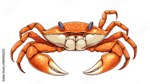 Orange Crab Illustration with Claws Out.