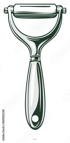 Swivel Head Vegetable Peeler Kitchen Tool Illustration Silver Metal Handle