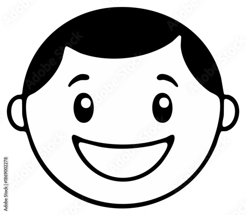 Happy Child Face Simple Line Art Smiling Positive Expression