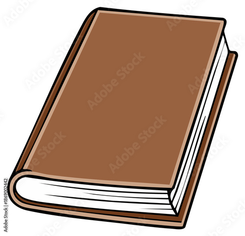 Classic Brown Hardcover Book Illustration with White Pages and Outline