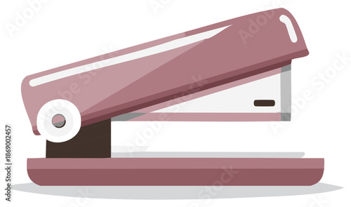 Stylish pinkish-brown office stapler with clean minimalist flat design vector illustration