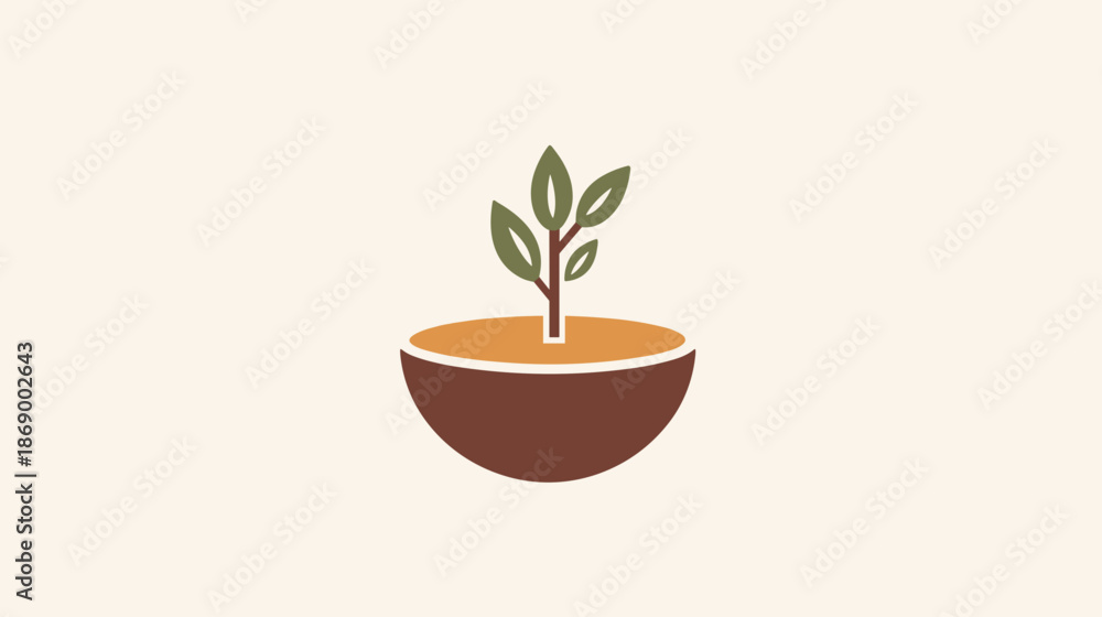 Fototapeta premium Small Green Plant Growing in Pot.