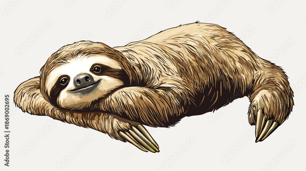 Obraz premium Sloth Resting on its Side Sleeping.