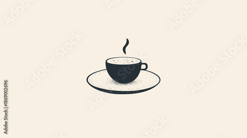 Steaming Coffee Cup on Saucer Illustration 1.