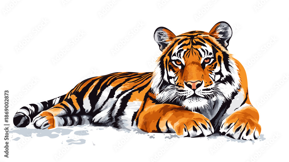 Obraz premium Tiger Lying Down with Head Up.